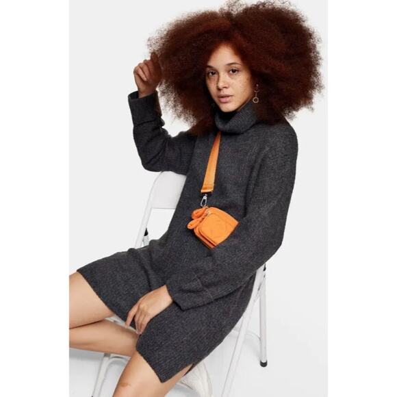 Topshop Funnel Neck Sweater Dress Sz 0-2 - Picture 1 of 6
